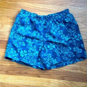 Eddie Bauer Blue Floral Athletic Shorts Medium